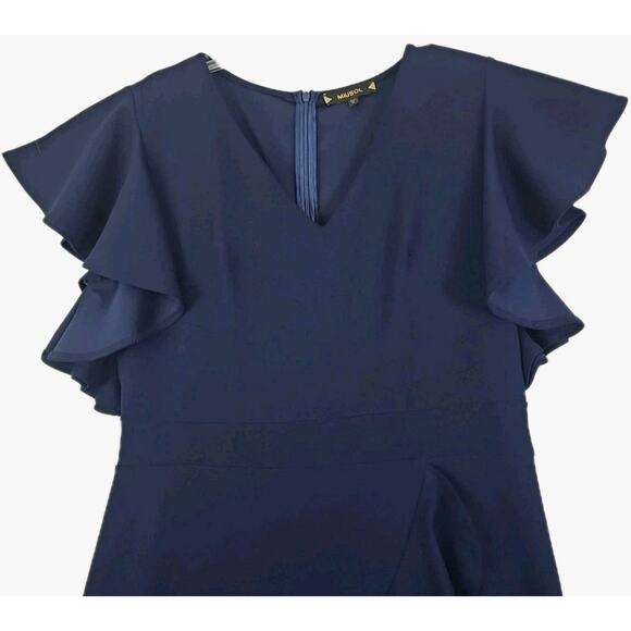 MIUSOL ~Woman Size XL~ Navy Blue Formal Evening Party Maxi Unlined Dress Ruffle. - Picture 6 of 16
